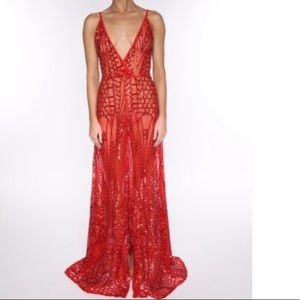 Kourvousier ‘Cristal’ red sequined gown